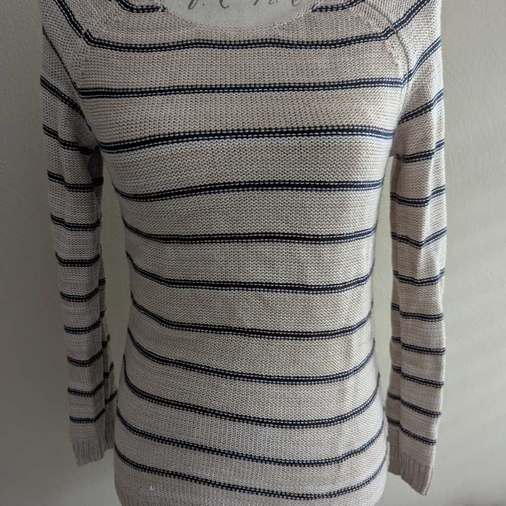 Pink Rose Beige and Black Striped Sweater
